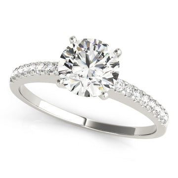 Silver Single Row Engagement Ring Prong Set